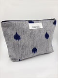 Grey & Navy Ikat Travel Pouch