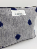 Grey & Navy Ikat Travel Pouch