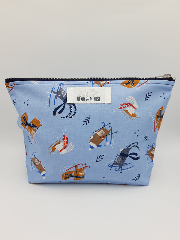 Skiing Animals Print Travel Pouch